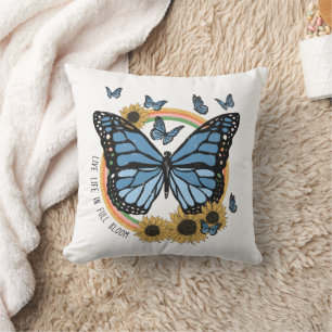 Coussin Vivez la vie en pleine floraison Papillon Tourneso