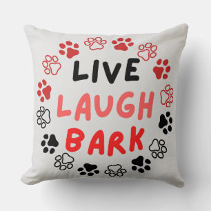 Coussin Vivez l'écorce de rire en blanc BG