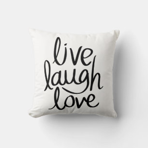 Coussin Vivez Riez Aimez – Typographie Inspirante Classiqu