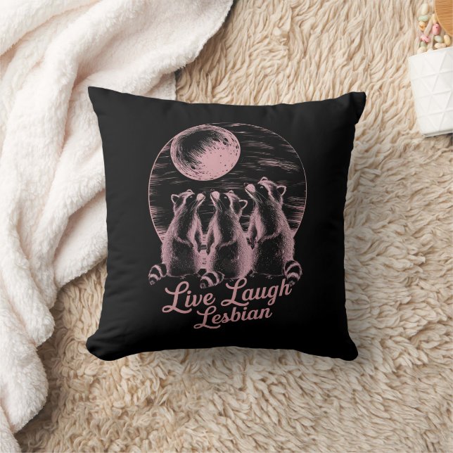 Coussin Vivez Riez Lesbienne Raton Laveur Lesbienne Fierté (Couverture)