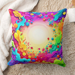 Coussin Vivid Abstrait Color Explosion Art