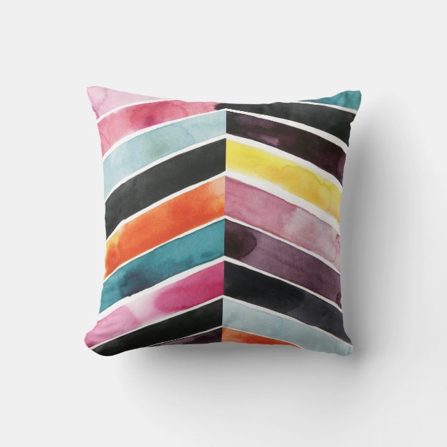Coussin Vivid aquarelle Chevron I (Recto)