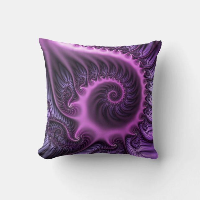 Coussin Vivid Cool Abstrait rose violet Fractal Art Spiral (Recto)