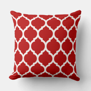 Coussin Vivid Dark Cherry Rouge Marocain Quatrefoil Motif