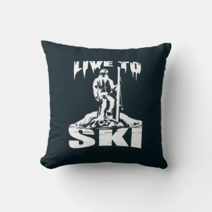 Coussin Vivre À Ski Sports D'Hiver Plaisirs De Neige Nouve