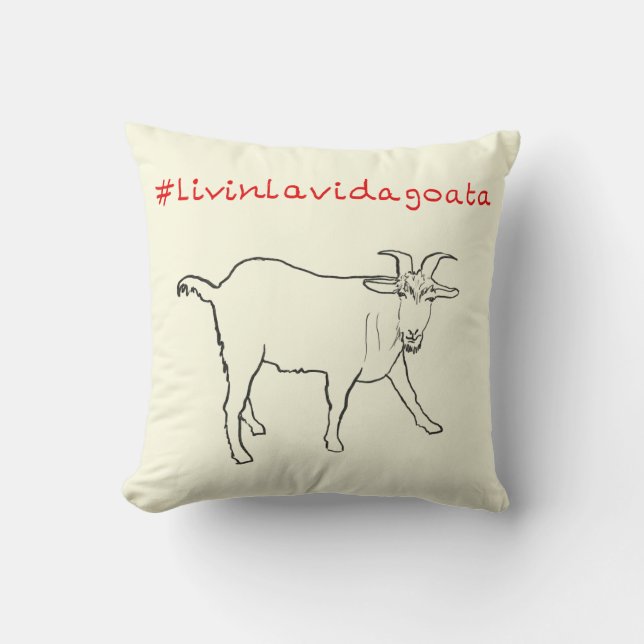 Coussin Vivre La Vie Chèvre Dessin de Chèvre Drôle et Mign (Recto)