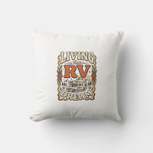Coussin Vivre le rêve de la caravane Conception de chemise (Recto)