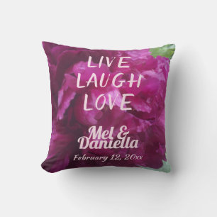 Coussin Vivre Rire Aimer Pivoine Violette