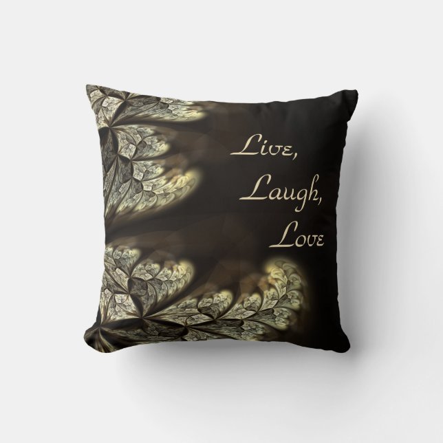 Coussin VIVRE, RIRE, AMOUR Inspirational Design (Recto)