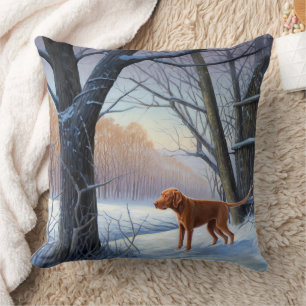 Coussin Vizla Laissez tomber la neige de Noël