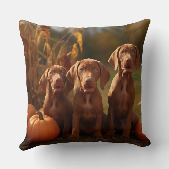 Coussin Vizsla chiot Automne Délice Citrouille (Verso)