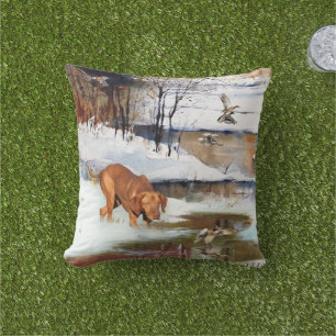Coussin Vizsla hongroise, canards de chasse en hiver