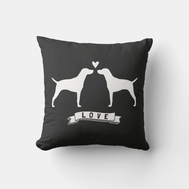 Coussin Vizslas Love - Silhouettes de chien avec coeur (Recto)