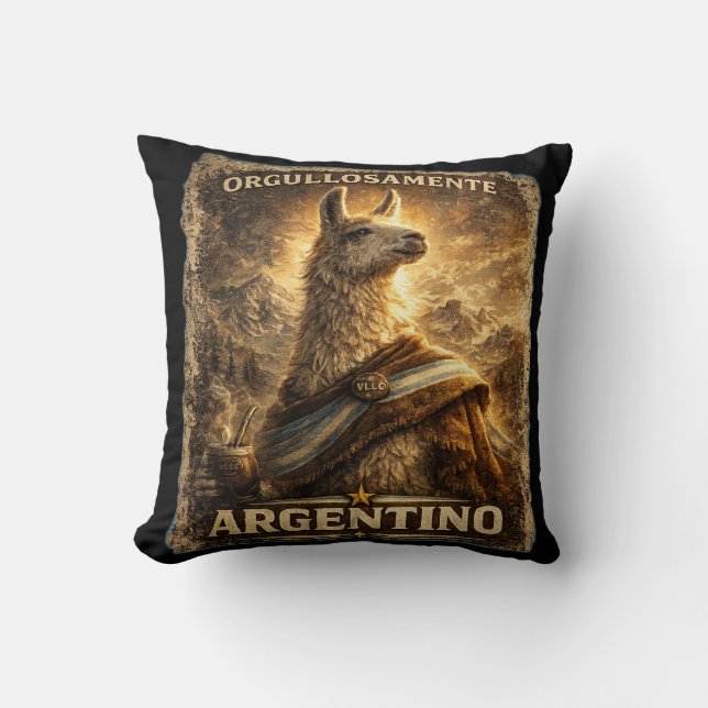 Coussin VLLC Orgullosamente Argentino Llama Mate Patriotic (Recto)