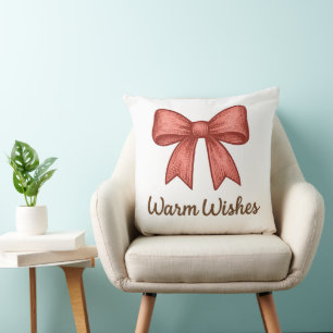 Coussin Vœux chaleureux Nœud vintage Coquette Cadeau de fê