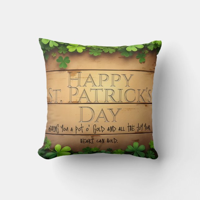 Coussin Vœux chanceux de la Saint-Patrick 🍀 (Recto)