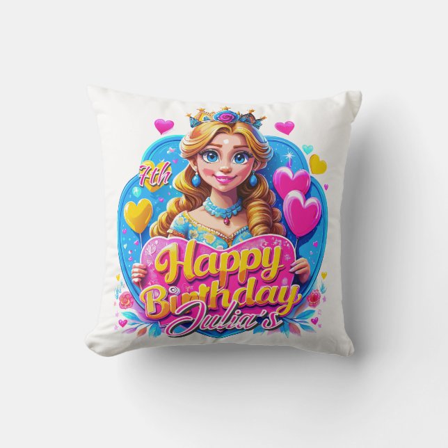 Coussin Voeux de coeur de l'anniversaire (Recto)