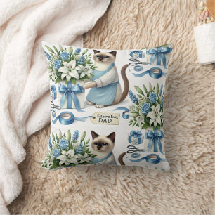 Coussin Voeux de Fête des pères Amoureux des chats pour le
