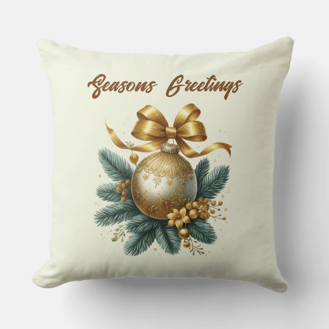 Coussin Vœux de la saison ampoules dorées ajouter du texte (Recto)