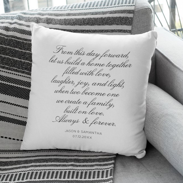 Coussin Voeux de Mariage Calligraphie Personnalisée Nouvea (Wedding Vows Personalized Calligraphy Newlyweds Throw Pillow
)