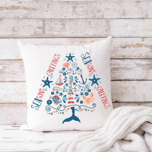 Coussin Vœux de Noël Arbre Nauticale Côtière