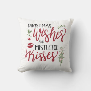 Coussin Vœux de Noël Baisers sous le Gui Citation