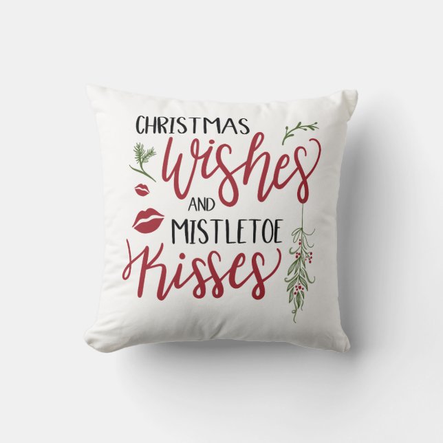 Coussin Vœux de Noël Baisers sous le Gui Citation (Recto)