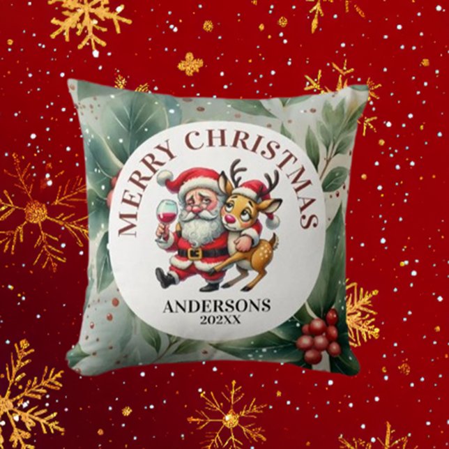 Coussin Voeux de Noël père Noël (Spread holiday cheer with the Brett Designs Santa Christmas Wishes Throw Pillow.)