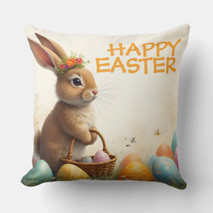 Coussin Vœux de printemps du lapin de Pâques