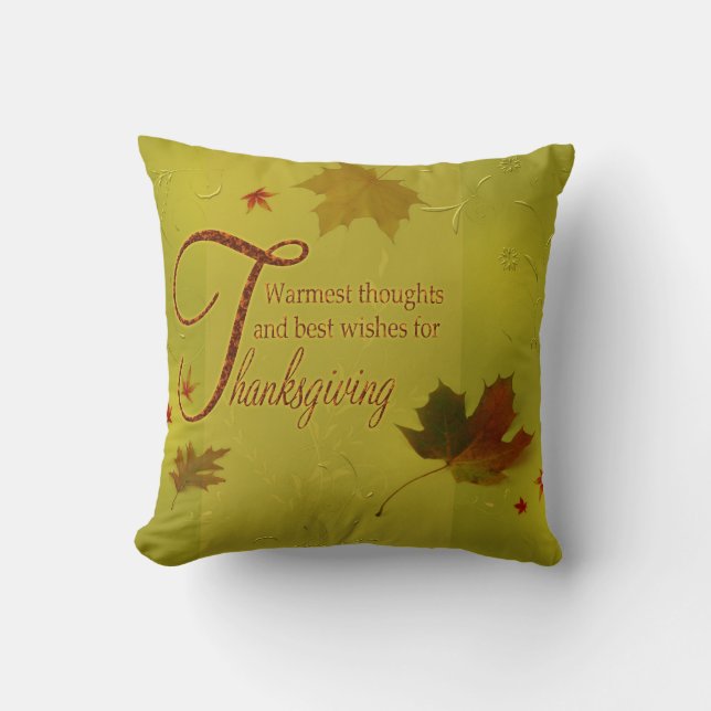 Coussin Vœux de Thanksgiving Typographie Feuilles (Recto)