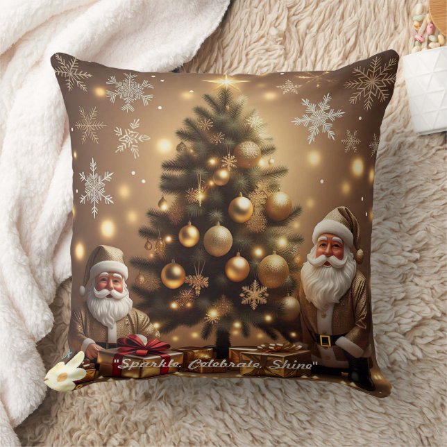 Coussin "Vœux de vacances dorés" (Couverture)