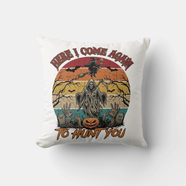 Coussin Voici encore une fois Faucheuse Halloween Citrouil (Recto)