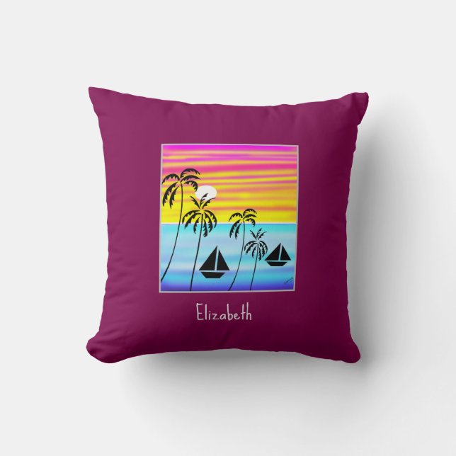 Coussin Voile Tropicale magnifique et mignonne (Recto)