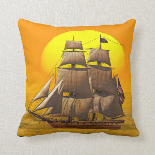 Coussin Voiles américaines de frégate au coucher du soleil