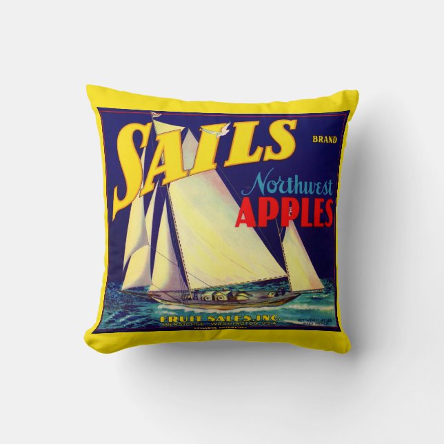 Coussin Voiles des années 1930 Les pommes du Nord-Ouest cr (Recto)
