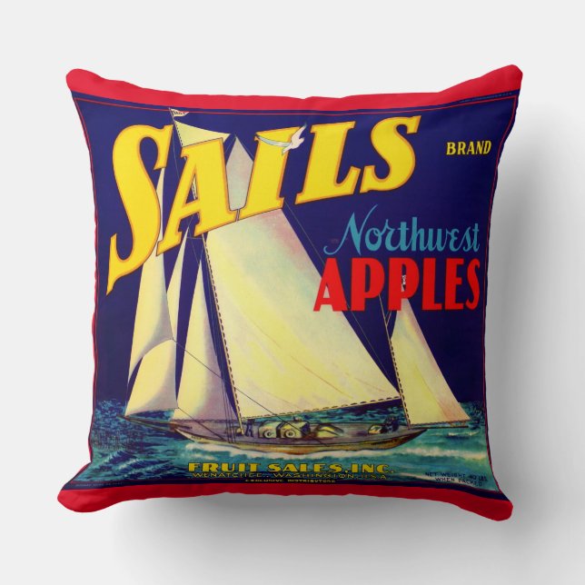 Coussin Voiles des années 1930 Les pommes du Nord-Ouest cr (Recto)