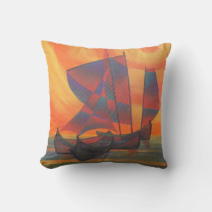 Coussin Voiles rouges dans le couloir de soleil Cubist Abs