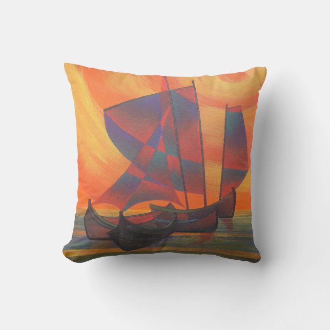 Coussin Voiles rouges dans le couloir de soleil Cubist Abs (Recto)