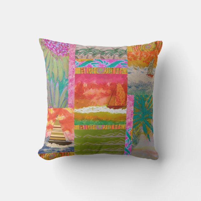 Coussin Voilier Abstrait Tropical  (Recto)
