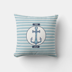 Coussin Voilier Away Ancre Nautique - Bleu Côtier