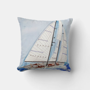 Coussin voilier d'aquarelle