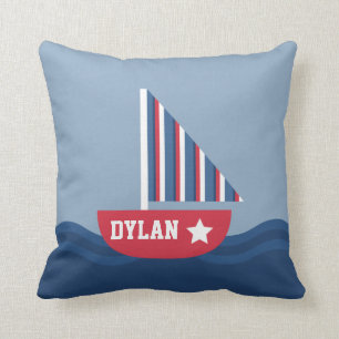 Coussin Voilier mignon nautique pour la pièce d'enfants