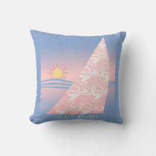 Coussin Voilier rose et bleu