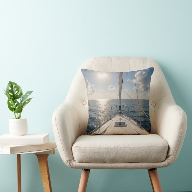 Coussin Voilier sur eau calme de l'océan (Chaise)