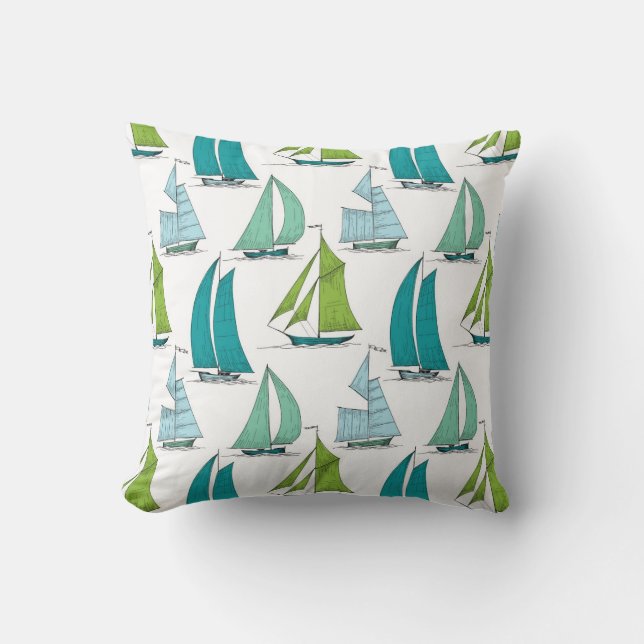 Coussin Voiliers sur le motif de l'eau (Recto)