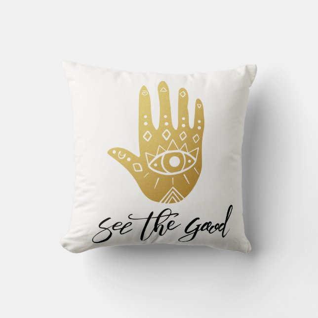 Coussin Voir le Bon Hamsa (Recto)