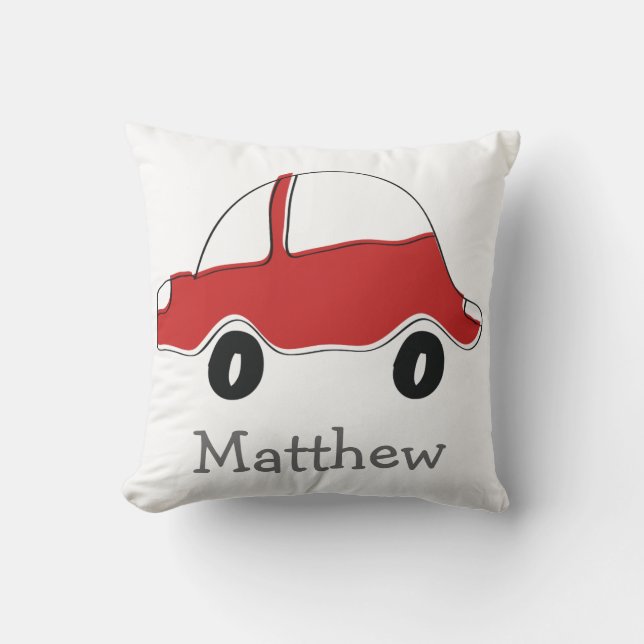 Coussin Voiture de jouets à doodle rouge personnalisée (Recto)