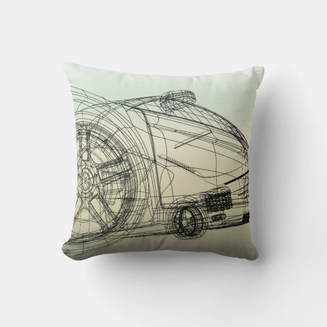 Coussin voiture de sport de 3D Wireframe (Recto)