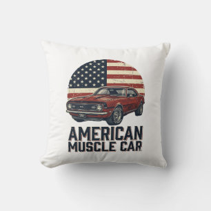 Coussin Voiture Musclée Américaine Vintage Drapeau Chemise