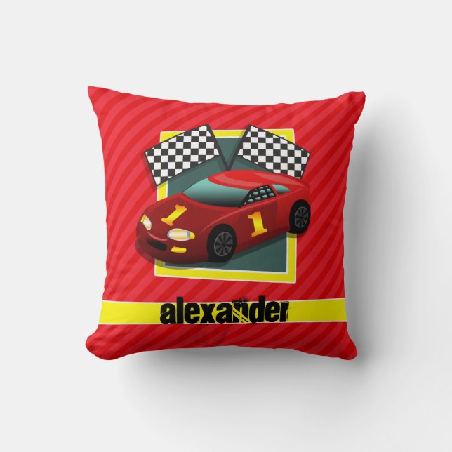 Coussin Voiture Red Race; Scarlet Red Strips (Recto)